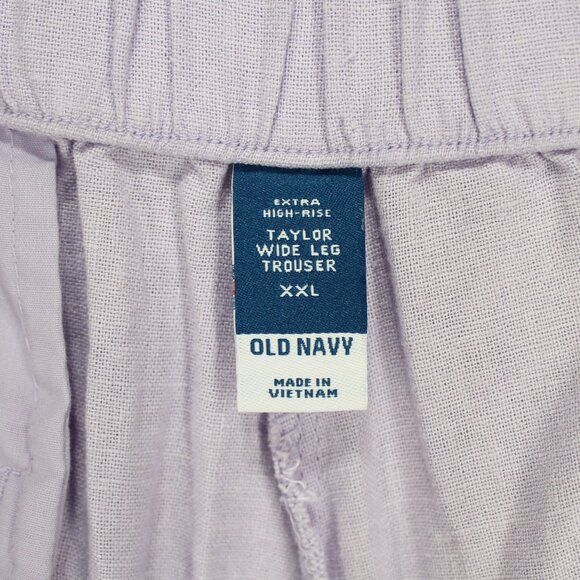 Old Navy Linen Blend Taylor Wide Leg Trousers Womens Size XXL Lavender High Rise - Picture 5 of 5